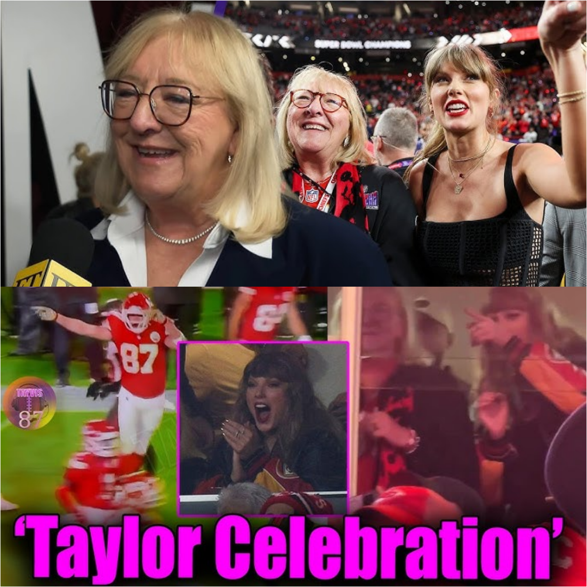 Taylor Swift & Donna Celebrate Travis' first down during Chiefs vs